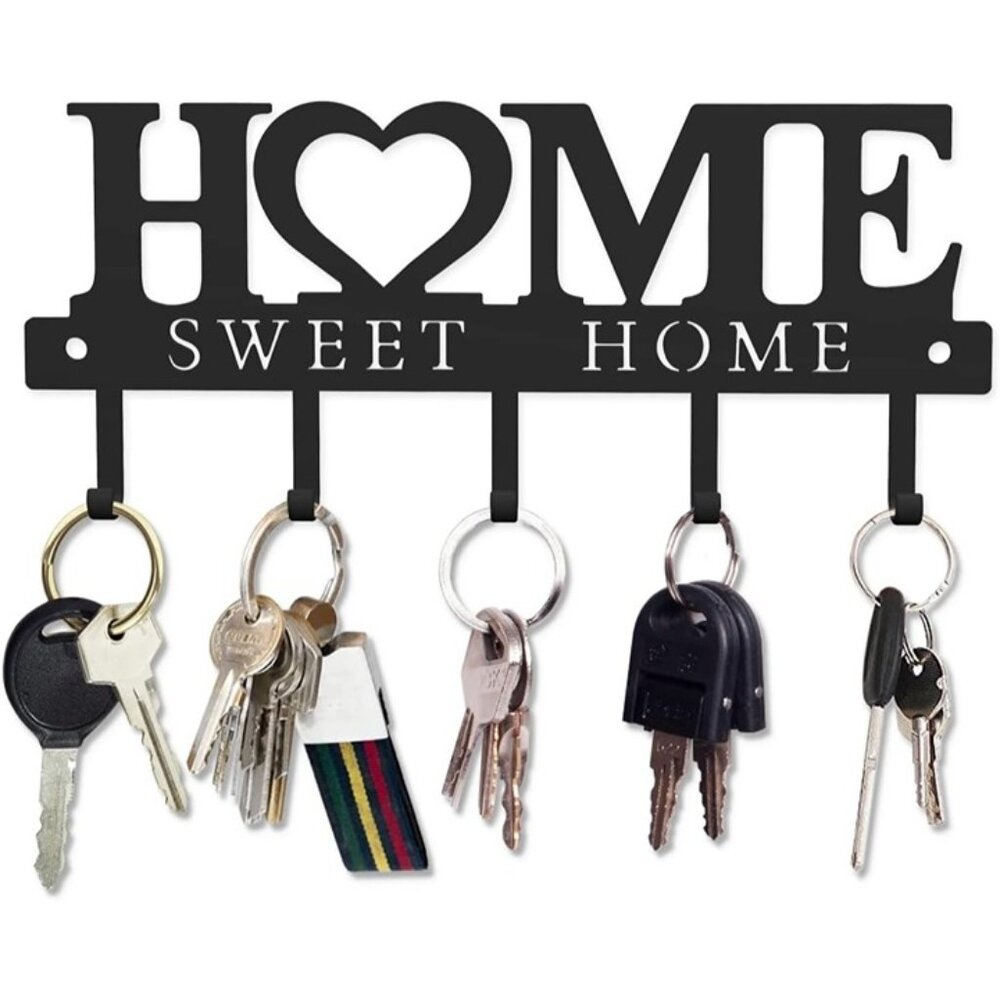 New Wall Mounted Key Holder Hooks Organizer Metal Rack Home Entryway Decor 9.8in